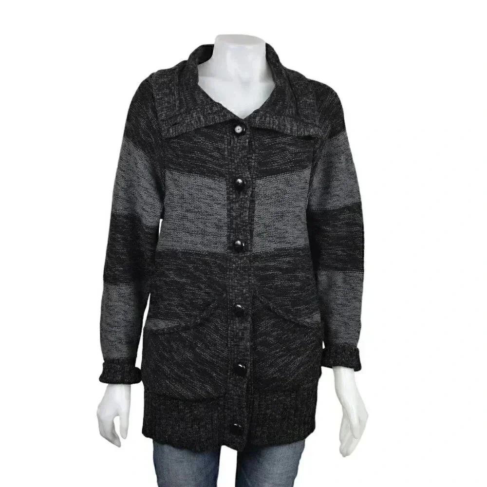 Banana Republic 100% Merino Wool Striped Cardigan  Button Front Sweater Medium